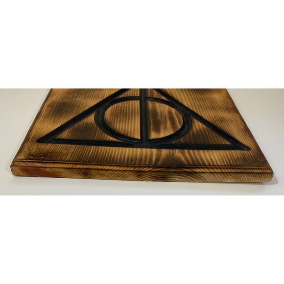 Wooden Deathly Hallows Plaque Harry Potter Vanquisher Conqueror Death - Picture 2 of 6
